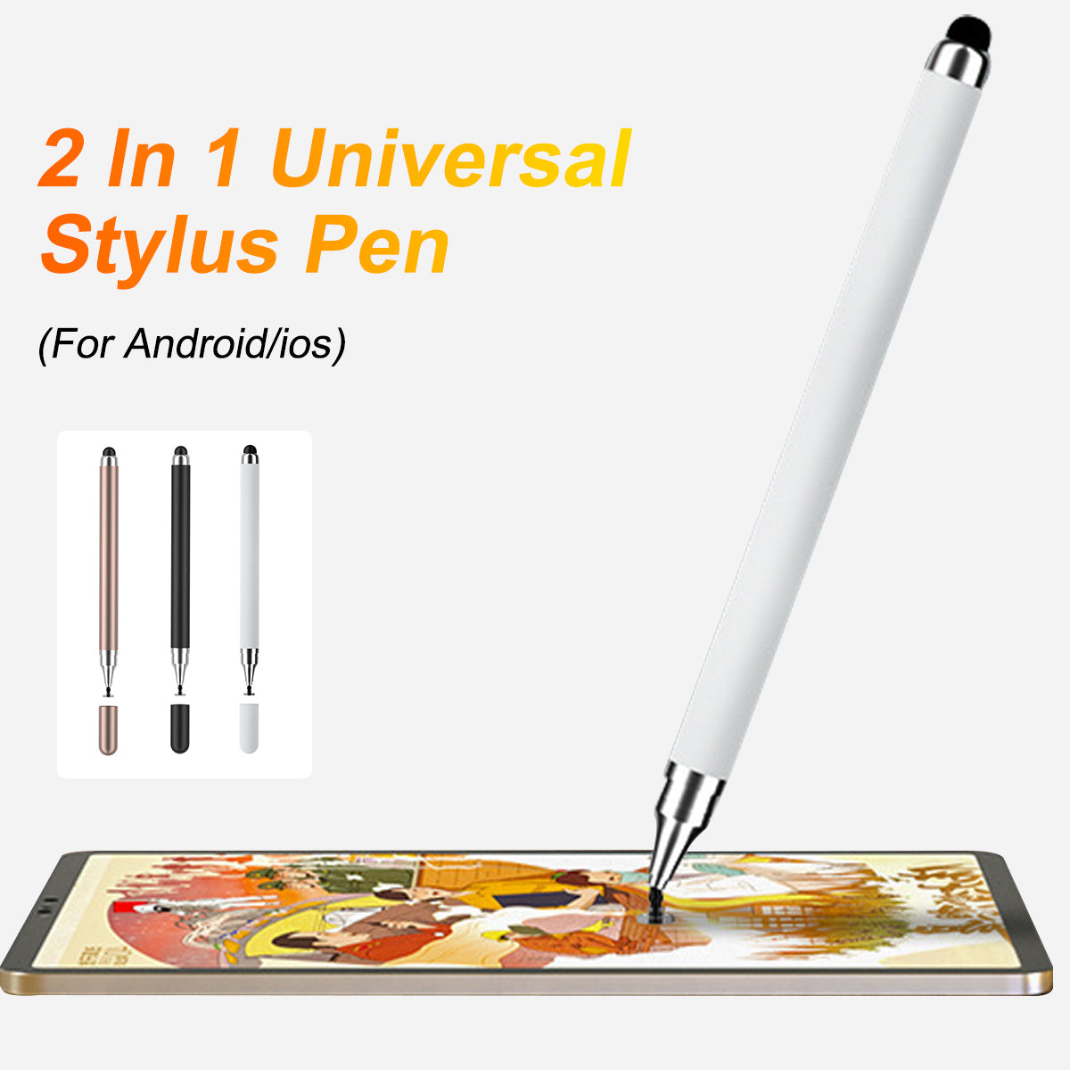 Premium Universal 2-in-1 Stift für Apple iOS & Android: Kapazitiver Touch Pen für Zeichnungen auf iPad, Samsung,Xiaomi Tablet