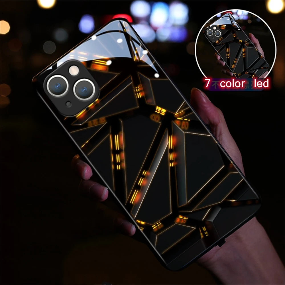 Luxus Ultra Dünne Apple iPhone LED Anruflicht Handyhülle mit Kameralinsenschutz: Punk Mecha Case Panzer Schutzhülle für iPhone 16/15/14/13/12 Pro Max Plus Mini - MagSafe Cover & Tasche