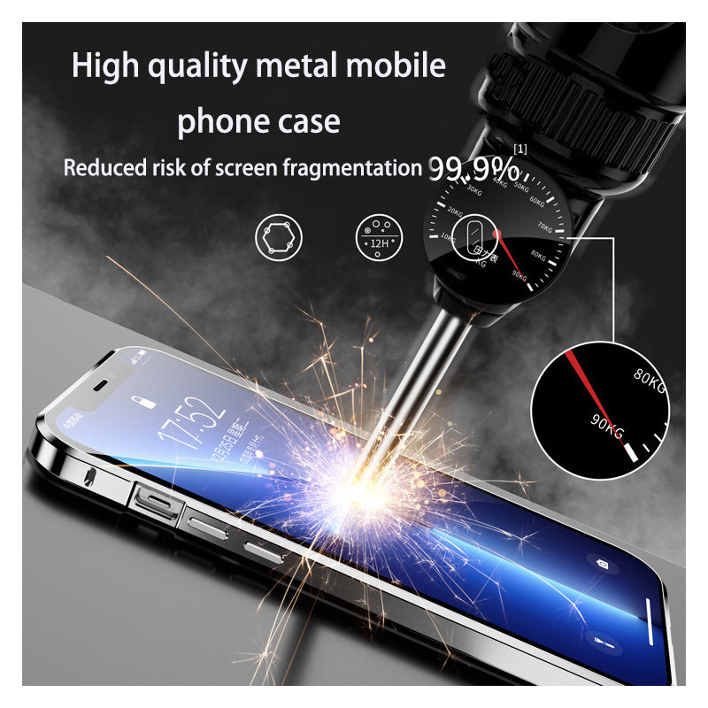 Luxury Ultra-Thin iPhone Case: Metal Alloy and Glass, Privacy Protection, Double-Sided 360° Full Protection | MagSafe-Compatible Magnetic Adsorption | Shockproof with Camera Protection Case | Apple iPhone 16/15/14/13/12 Pro Max, Plus, Mini Cover