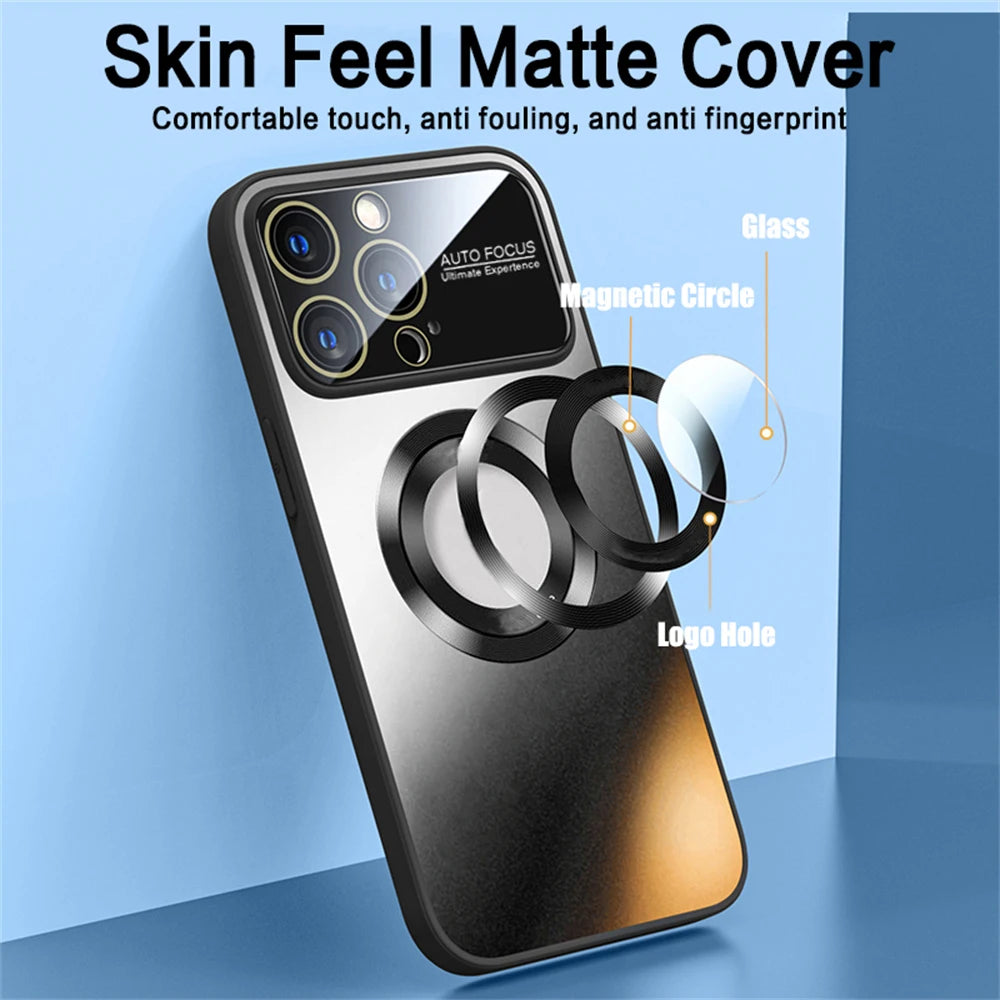 Hochwertige Matte Magnetische iPhone-Hülle mit MagSafe Case für Apple iPhone 16/15/14/13/12 Pro Max Plus Mini | Glasobjektiv-Kameraschutzabdeckung, Panzer-Schutzhülle, Stoßfest und Stilvolle Handyhülle | Tasche in limitierter Auflage