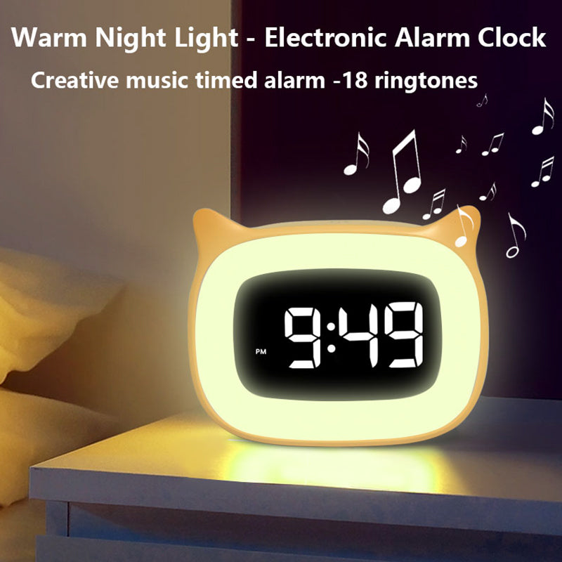 Premium Rechargeable Digital Alarm Clock with Night Light Touch Snooze Always-On Display Desktop Table Clock 12/24h Dual Alarm Music LED Clock 