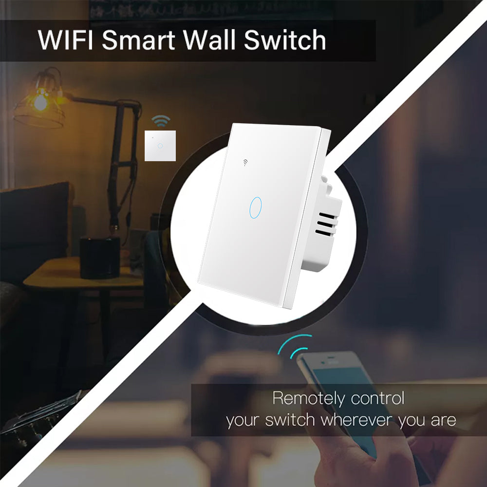 Premium WiFi Lichtschalter Touch Sensor Smart Switch App Fernbedienung - Kein Neutraler Draht 110V 220V für Smartphone, Laptop, Tablet, PC, Apple iPhone, iPad, MacBook, iOS, Android, Samsung Alexa Google Home | Limitierte Auflage