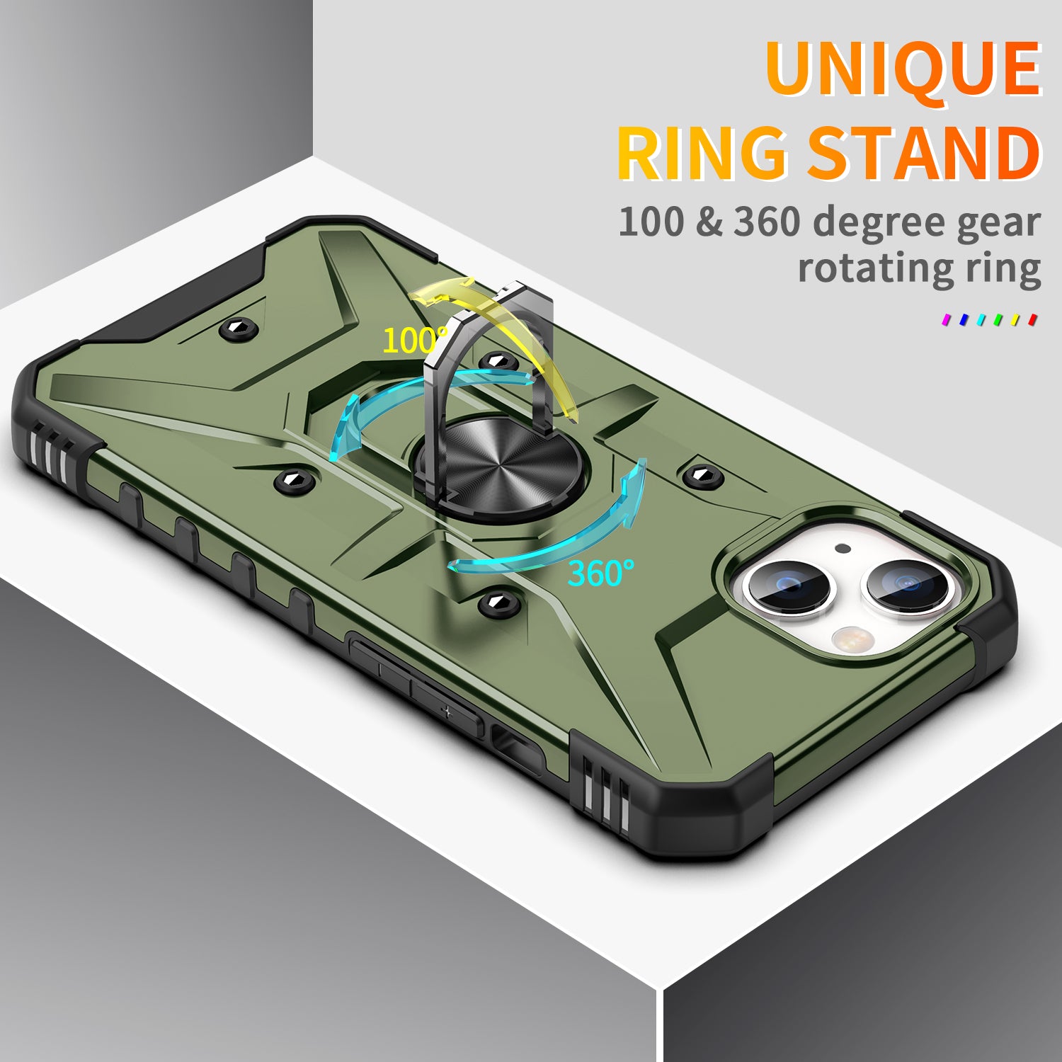 Hochwertiger Militärpanzer-Schutz mit Kameralinsenschutzabdeckung und integriertem Kameraständer iPhone-Hülle | MagSafe Case Rundum-Schutz & Kickstand für Apple iPhone 16/15/14/13/12 Pro Max Plus Mini Cover | Panzertasche Handyhülle