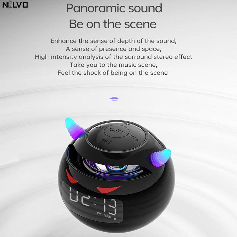 Mini Speaker Bluetooth Alarm Clock with Clock | Little Devil Design, Alarm Clock, Audio Mini Subwoofer, Card