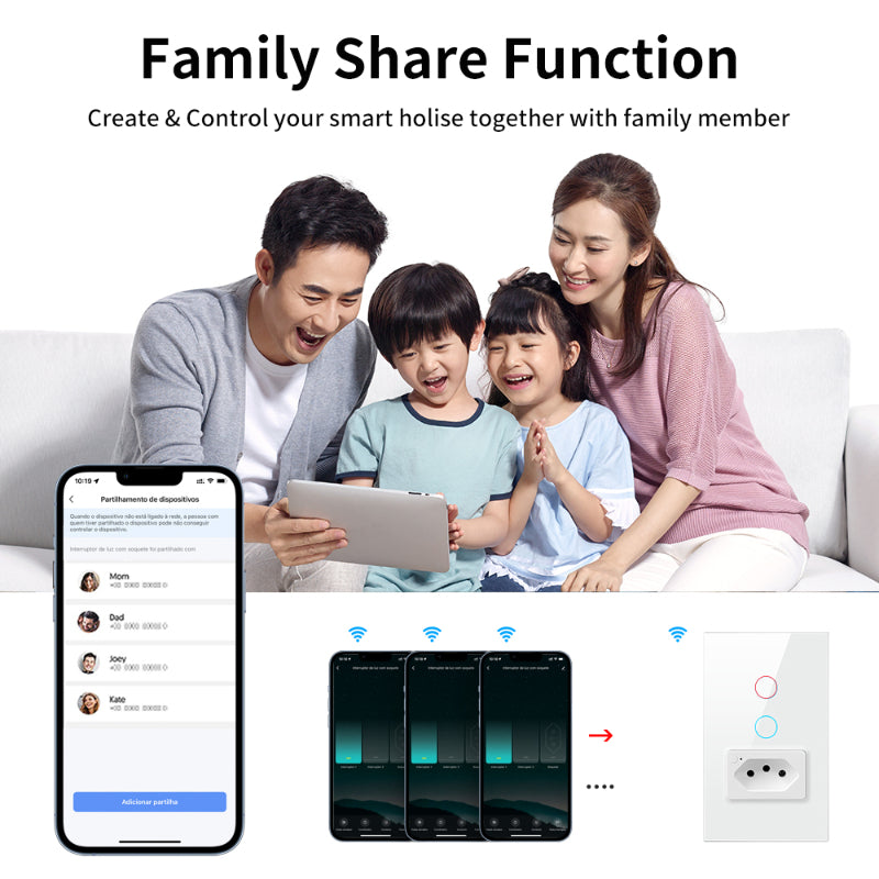 Premium WiFi Lichtschalter Touch Sensor Smart Switch App Fernbedienung - Kein Neutraler Draht 110V 220V für Smartphone, Laptop, Tablet, PC, Apple iPhone, iPad, MacBook, iOS, Android, Samsung Alexa Google Home | Limitierte Auflage