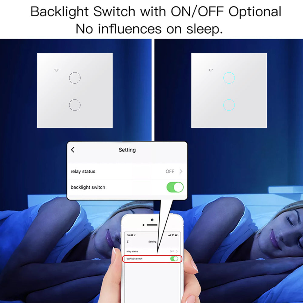 Premium WiFi Lichtschalter Touch Sensor Smart Switch App Fernbedienung - Kein Neutraler Draht 110V 220V für Smartphone, Laptop, Tablet, PC, Apple iPhone, iPad, MacBook, iOS, Android, Samsung Alexa Google Home | Limitierte Auflage