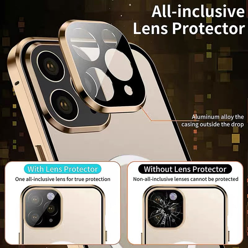 High-Quality iPhone Case with 360° Full Sealed Protection of Glass and Metal | MagSafe-Compatible Protective Case with 360-Degree Protection and Camera Lens Protection for Apple iPhone 16/15/14/13/12 Pro Max, Plus, Mini Cover | Armor Case and Bumper Cover