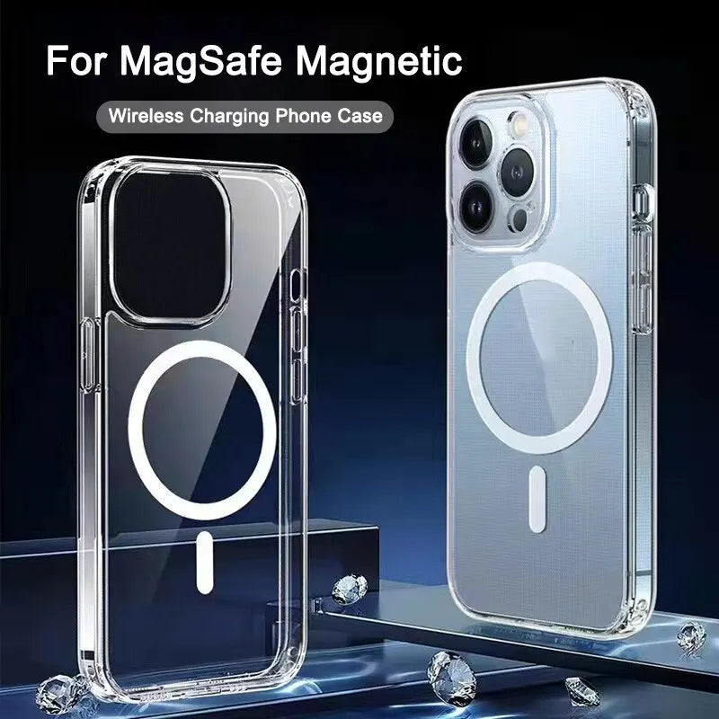 Transparent Magnetic Magsafe For Apple iPhone 16/15/14/13/12 Pro Max Plus Mini  Case | Clear Transparent Case, Wireless Charging, Dustproof, Water-Resistant & Enhanced Camera Protection