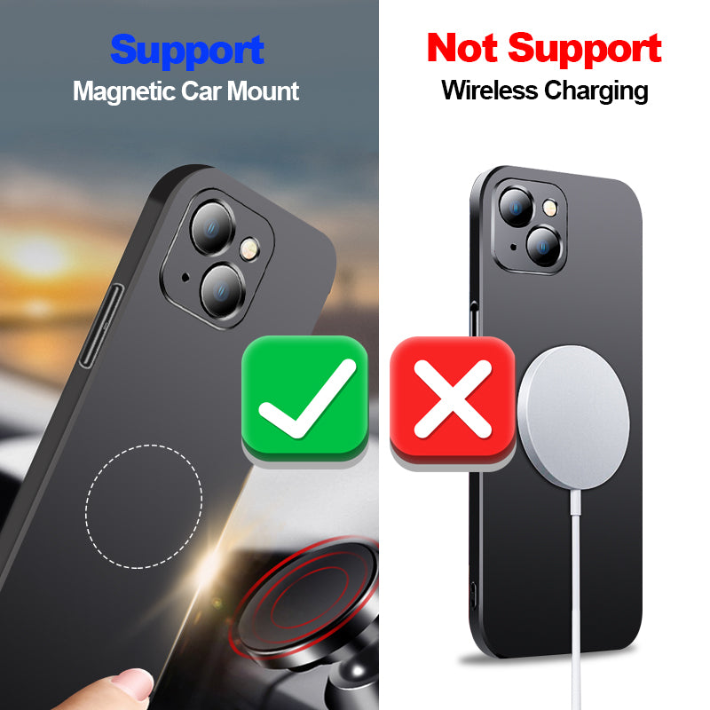 Magnetic Ultra-Thin Car Mount For Apple iPhone 16/15/14/13/12 Pro Max Plus Min Case | Shockproof Matte Lightweight Protective Cover