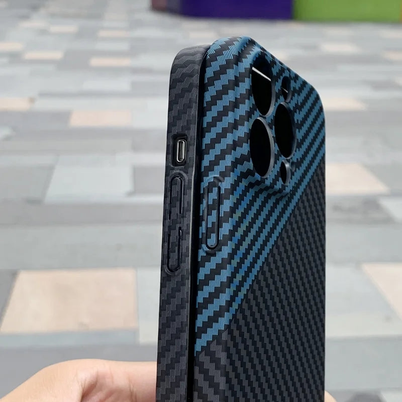 Luxury Ultra-Thin Carbon Fiber Matte Case for Apple iPhone 16/15/14/13/12 Pro Max Plus Mini | Shockproof Hard-PC Cover with Anti-Scratch & Anti-Fingerprint Protection