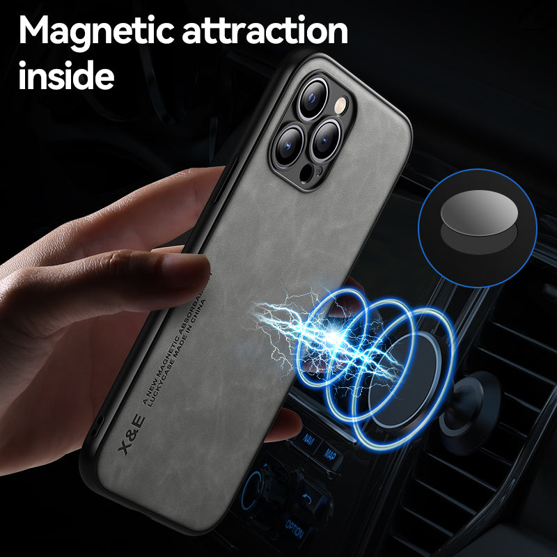 Magnetische Ultra-Dünne Autohalterung für Apple iPhone 16/15/14/13/12 Pro Max Plus Mini Hülle | Stoßfeste Matte Leichte Schutzhülle