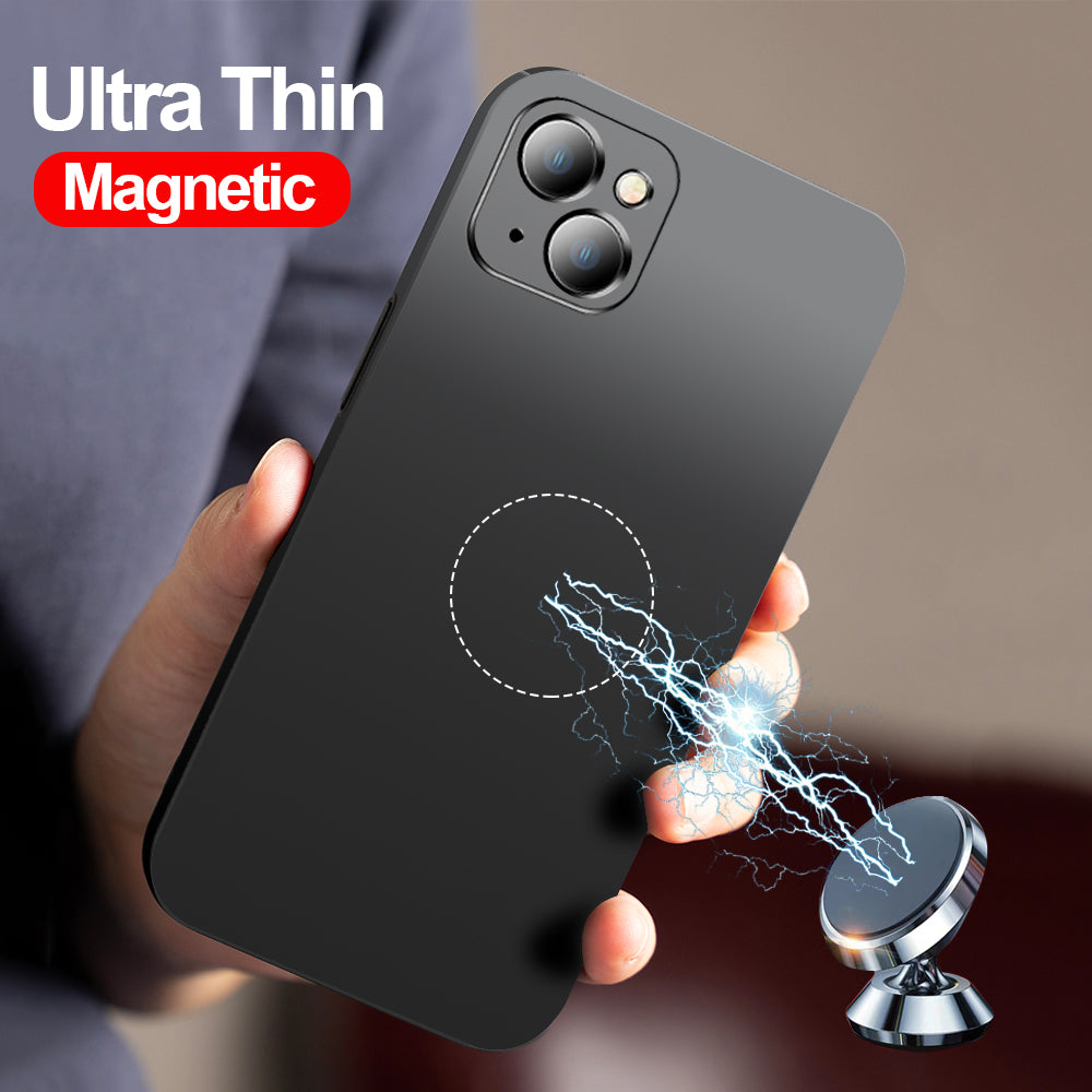 Magnetische Ultra-Dünne Autohalterung für Apple iPhone 16/15/14/13/12 Pro Max Plus Mini Hülle | Stoßfeste Matte Leichte Schutzhülle