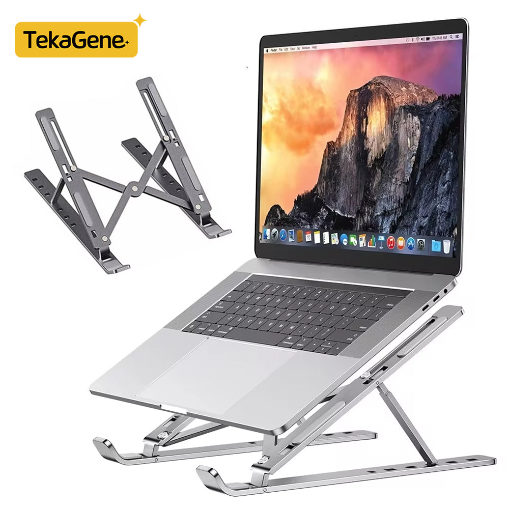 Premium Portable Aluminum Laptop Stand | Notebook Support, Computer Mount for MacBook Air/Pro/M3/M2/M1: 16,14,13-inch | 2024/2023/2022/2020 Series , Accessories, Foldable Lap-Top Base for PC.