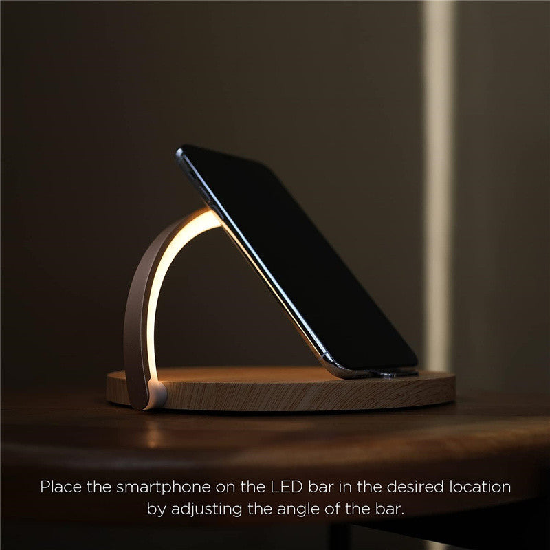 Premium LED Night Desk Lamp Charger & 10W Fast Charging Station | Fast Wireless Charging Dock for Smartphones, Apple iPhone, Samsung, iOS & Android AirPods,