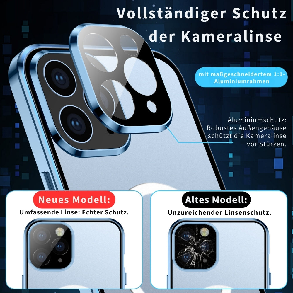 Magnetischer Glas-Metallrahmen Apple iPhone Hülle | Magsafe-kompatibel, 360° Vollschutz, Aluminiumlegierung, Transparente Glasschutzabdeckung mit Kameraschutz - Phone Heaven Zone