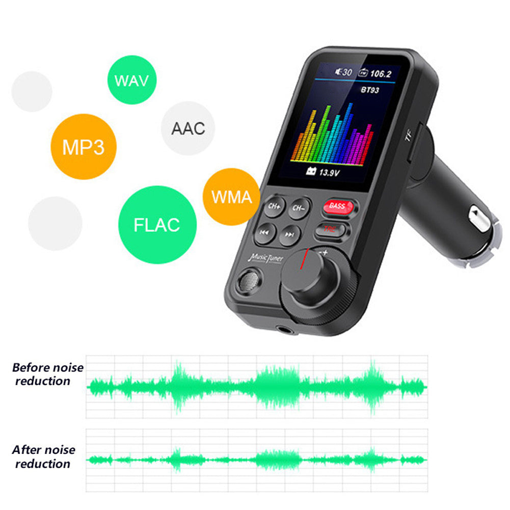 Premium Car USB Phone Charger & Bluetooth FM Transmitter | Supports QC 3.0 Charging, Sound Control, Music Player for Treble and Bass Smartphones, Apple iPhone, Samsung, iOS & Android