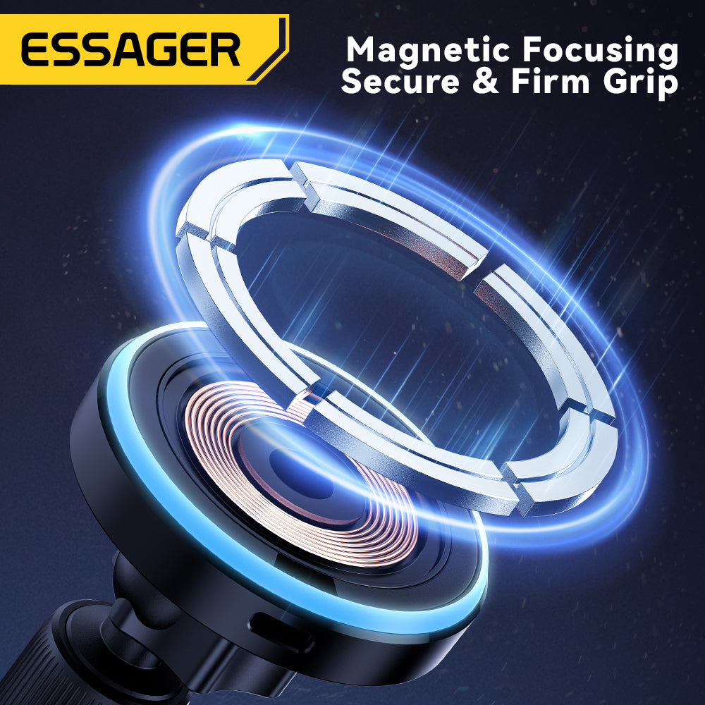 Premium RGB Magnetische Auto Telefon Halter und Qi 15W Drahtlose Ladegerät für Smartphones, Apple iPhone, Samsung, iOS & Android | Universal Telefon Handyhalter & Ladegerät