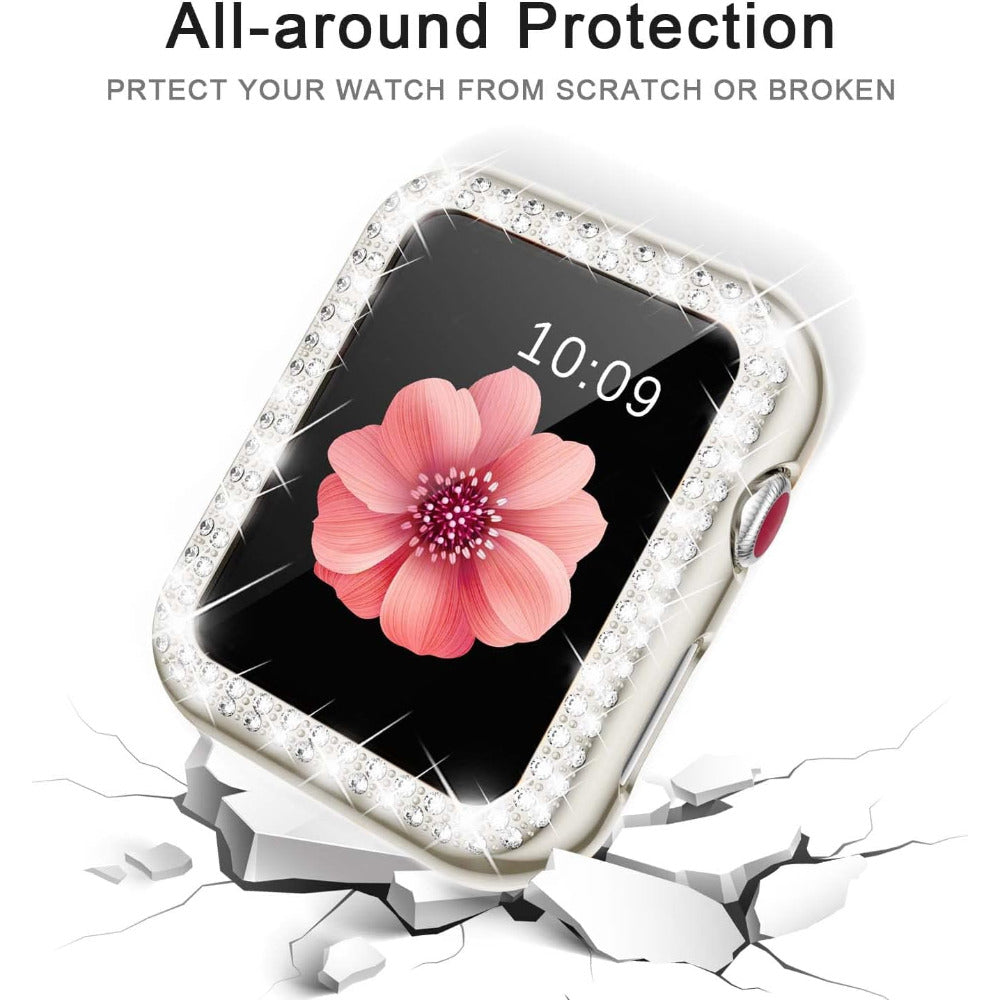 Luxus Premium Hülle Glitzer-Metallarmband & Diamant-Gehäuse für Apple Watch Serie 10/9/8/7/6/5/4/3/2/1 & Ultra 2/1, SE: 2024, 2023, 2022, 2021, 2020, 2019, 2018, 2017, 2016: 49mm, 45mm, 41mm, 40mm, 44mm, 42mm | Case & Cover, iWatch Armband