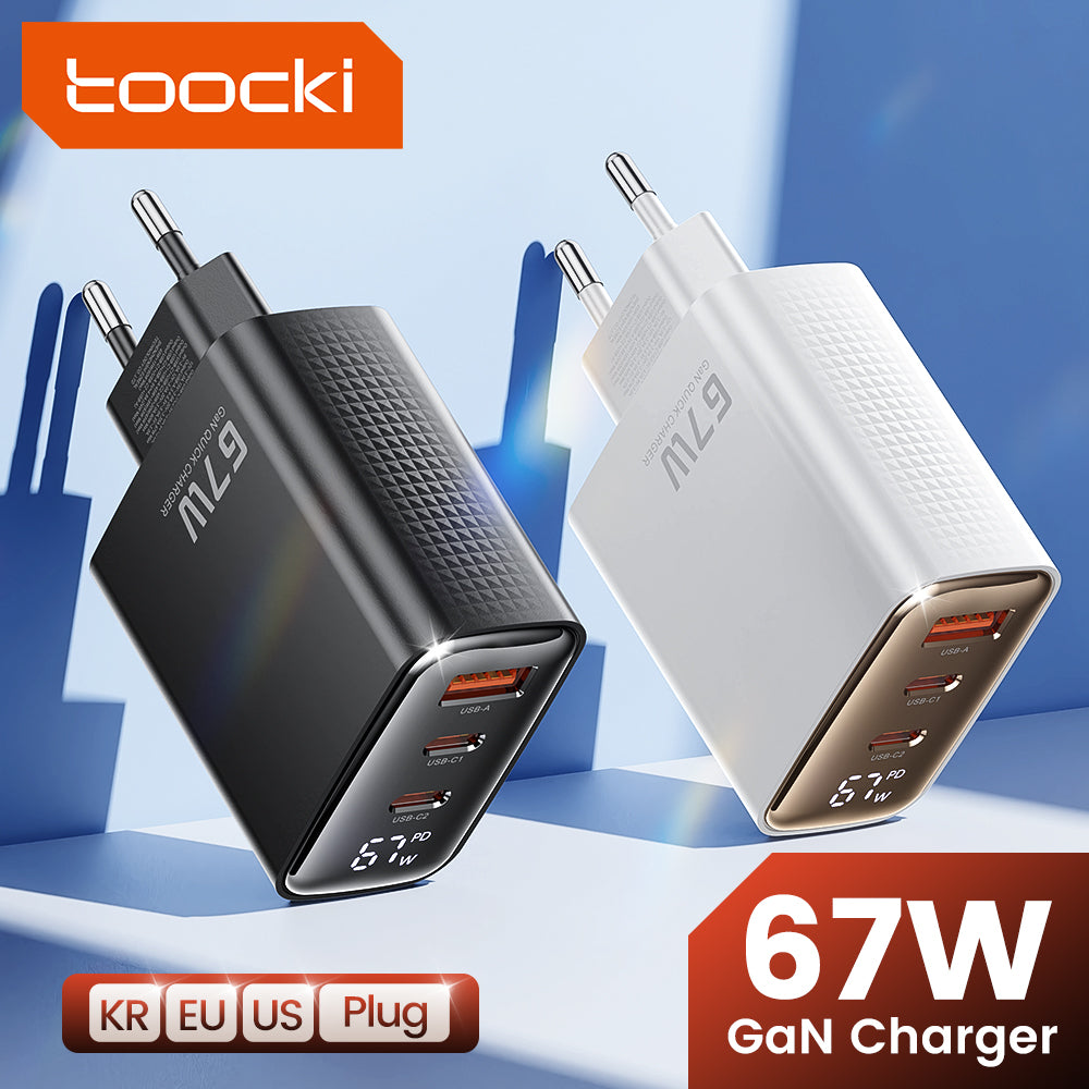 High-Quality 67W GAN USB C Charger Fast Charger 65W QC 4.0 PD 3.0 45W USB C Type C Fast Charger for Smartphones, Apple iPhone, Samsung, iOS & Android MacBook