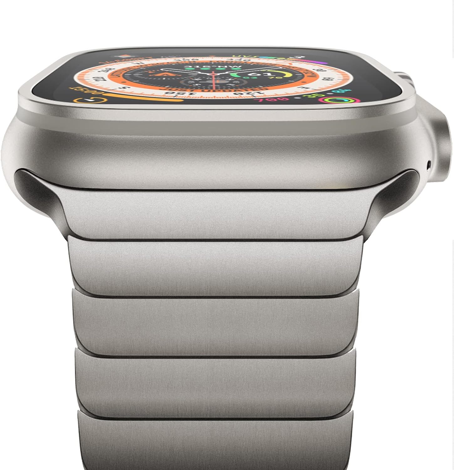 Titanium ribbon for Luxury Apple Watch Series 2 49mm 10/9/8/7/6/5/4/3/2/1 & Ultra 2/1, SE: 2024, 2023, 2022, 2021, 2020, 2019, 2018, 2017, 2016 | Loop for iWatch 45mm 41 42 44mm 38 40mm Stainless Steel Band in Premium Quality