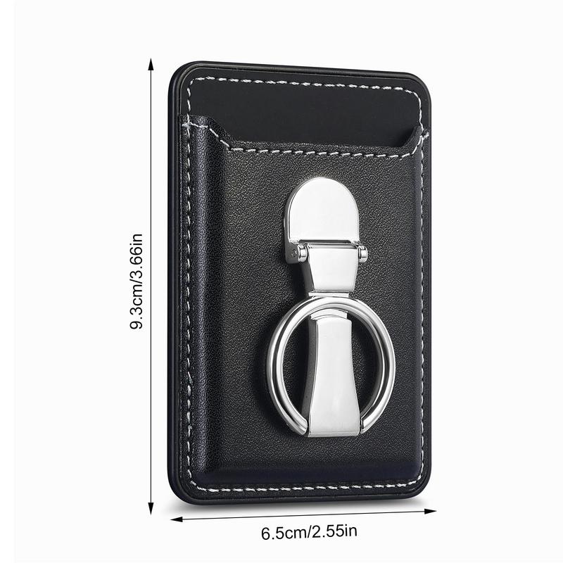 High-Quality Leather MagSafe Wallet with Card Slots: Foldable Ring Holder & Stand Function, Magnetic for Smartphones, Apple iPhone, Samsung, iOS & Android