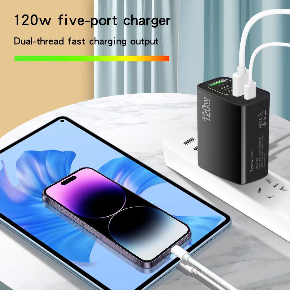 Premium 100W GaN USB Typ C Ladegerät Batterie PD QC Schnellladung 4.0 3.0, Typ C Schnellladung für Smartphones, Apple iPhone, Samsung, iOS & Android, Xiaomi, MacBook, Laptop