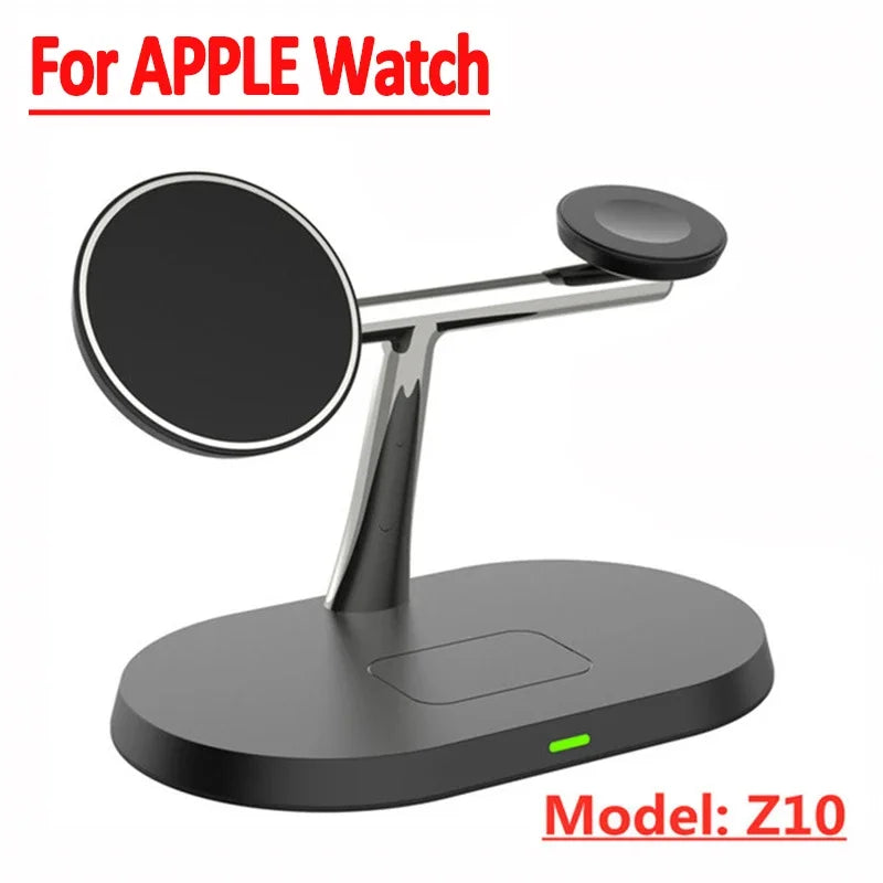 5-in-1 Magnetic Wireless Charging Stand for Smartphones, Apple iPhone, Samsung, iOS & Android Apple Watch 9, 8, 7, AirPods with LED Light, Fast Charging.