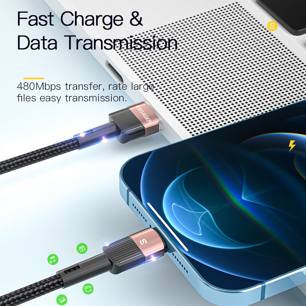 Prämie 7A USB Typ C Kabel | Schnellladekabel für Smartphones, Apple iPhone, Samsung, iOS & Android Realme, Huawei P30 Pro, Oneplus, Poco F3 - 66W Schnelllade Draht USB-C Ladegerät Datenkabel