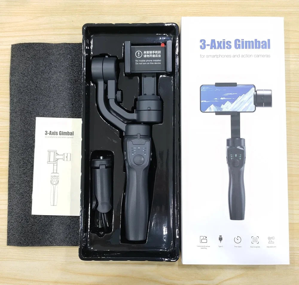 3-Achsen Faltbarer Handheld-Gimbal-Stabilisator für Smartphones | Anti-Wackel Videoaufnahme für iPhone & Android Smartphones, Apple iPhone, Samsung, iOS & Android Vlogs