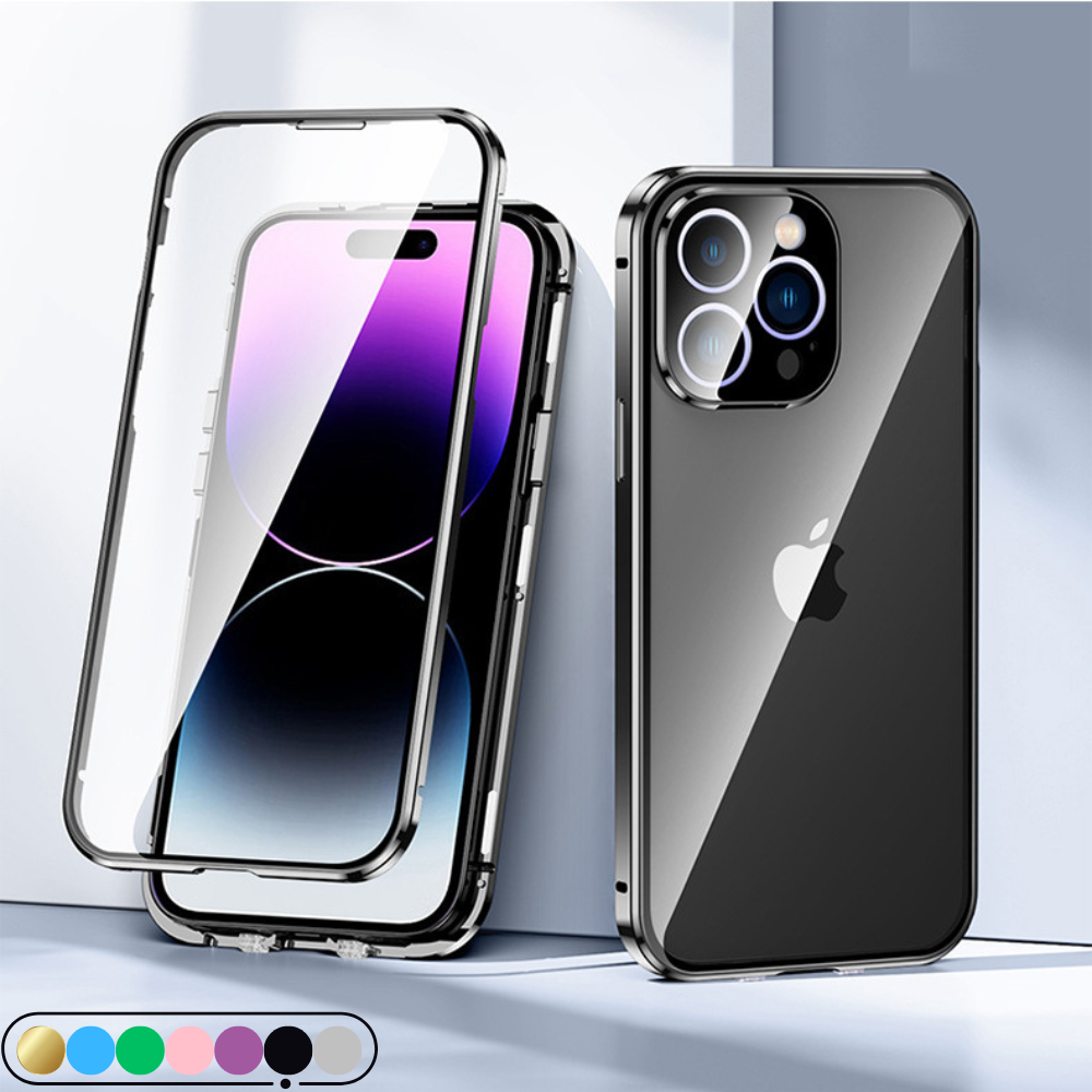 Exklusive Magnetische Glas-Metallrahmen Apple iPhone Hülle | 360° Abgedichtete Stoßfeste Premium Glas-Schutzhülle - Phone Heaven Zone